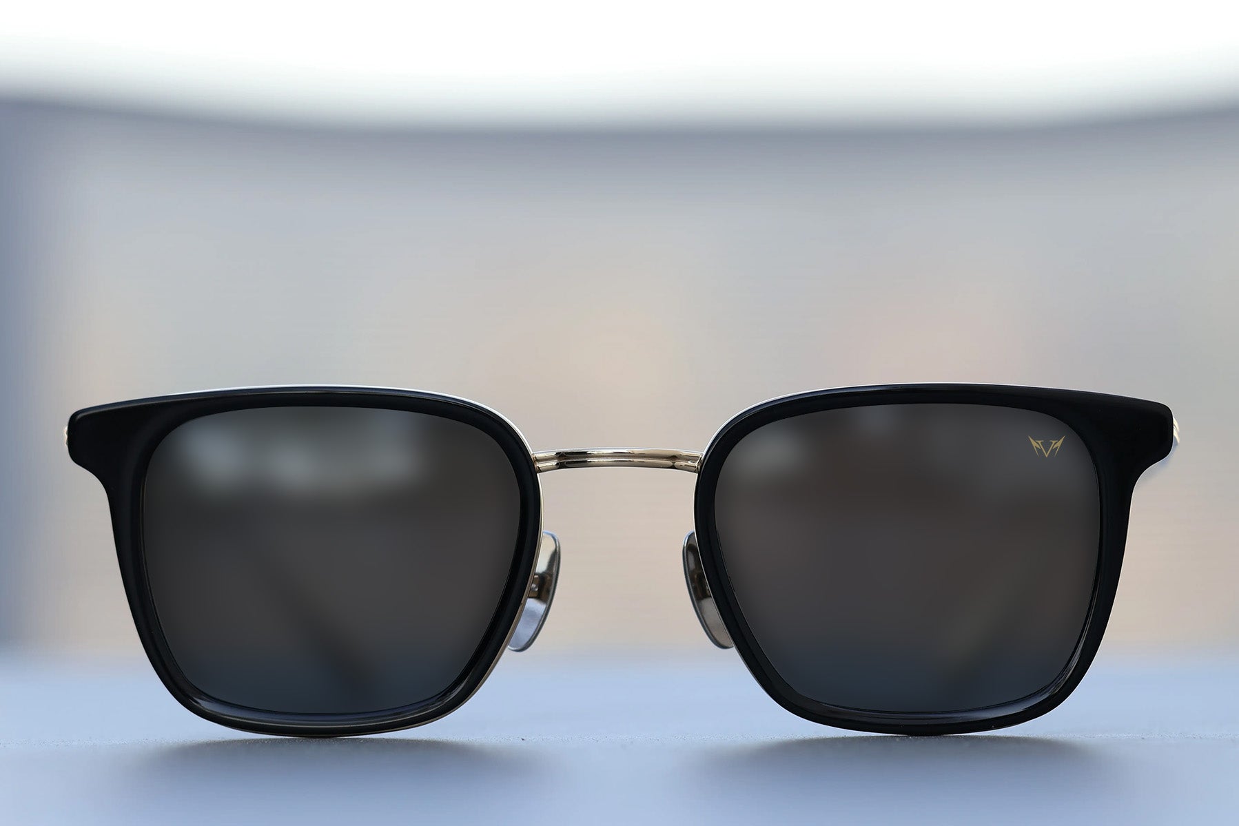 black sunglasses with titanium frame